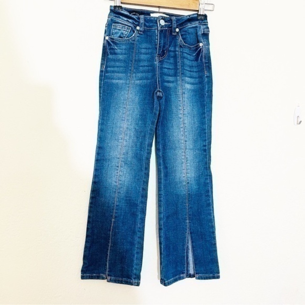 Habitual Girl Wide-Leg Slit Front Mid-Rise Jeans Size 7/8 Blue Pockets
